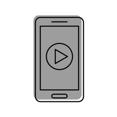 smartphone with media player isolated icon vector illustration design