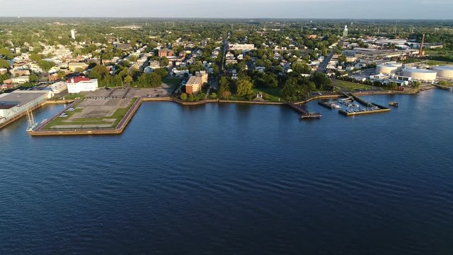 Aerial View of Delaware Riverfront Port City Gloucester New Jersey