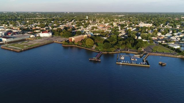 Aerial View of Delaware Riverfront Port City Gloucester New Jersey