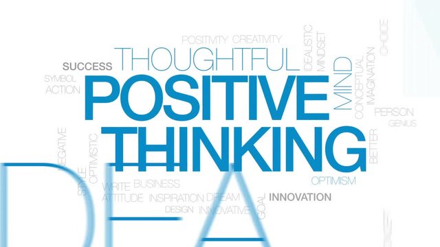 Positive thinking animated word cloud, text design animation. Kinetic typography.