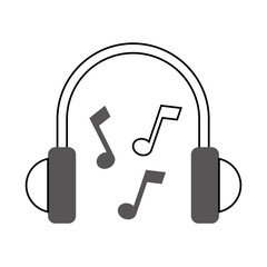earphones device with music notes vector illustration design
