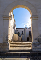 Naklejka premium Aliano, Italy - A very small town nestled among the badlands hills of the Basilicata region, famous for being the exile and tomb of the writer, painter and politician Carlo Levi