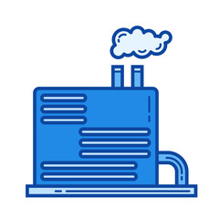 Refinery vector line icon isolated on white background. Refinery line icon for infographic, website or app. Blue icon designed on a grid system.