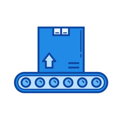 Packaging box vector line icon isolated on white background. Packaging box line icon for infographic, website or app. Blue icon designed on a grid system.