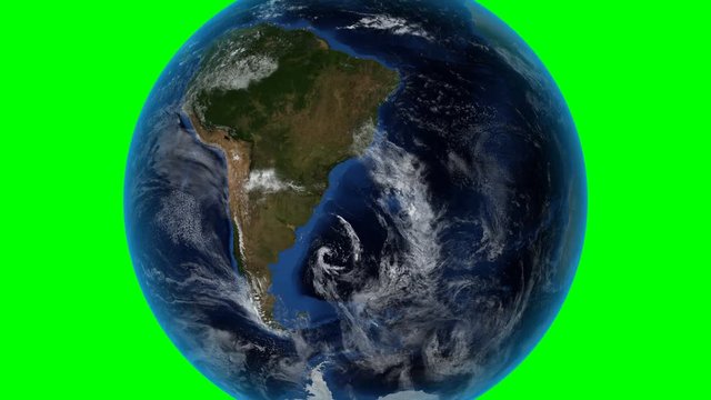 Uruguay. 3D Earth in space - zoom in on Uruguay outlined. Green screen background