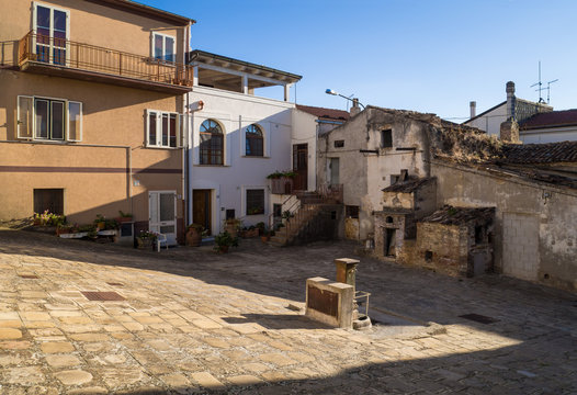 Aliano, Italy - A very small town nestled among the badlands hills of the Basilicata region, famous for being the exile and tomb of the writer, painter and politician Carlo Levi