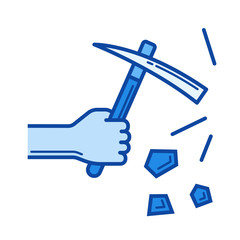 Mining industry vector line icon isolated on white background. Mining industry line icon for infographic, website or app. Blue icon designed on a grid system.