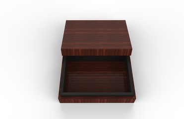 Elegant Wooden Box, Luxury Wooden Gift Set Box On Isolated White Background, Mock Up Template, Ready For Your Design, 3D Illustration