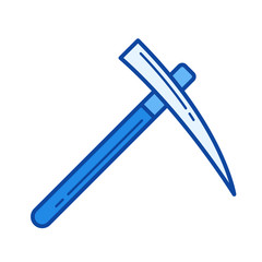 Pick axe vector line icon isolated on white background. Pick axe line icon for infographic, website or app. Blue icon designed on a grid system.