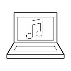laptop computer with music note isolated icon vector illustration design