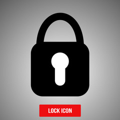 Lock Icon isolated on grey background. Security symbol. Vector illustration, EPS10.