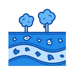 Mineral resources vector line icon isolated on white background. Mineral resources line icon for infographic, website or app. Blue icon designed on a grid system.