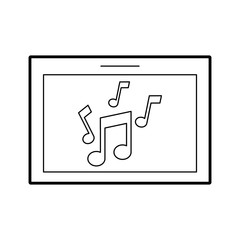 tablet with music note isolated icon vector illustration design