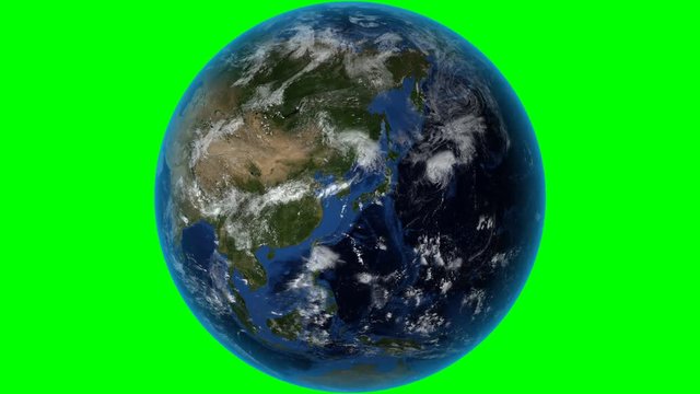 Uzbekistan. 3D Earth in space - zoom in on Uzbekistan outlined. Green screen background