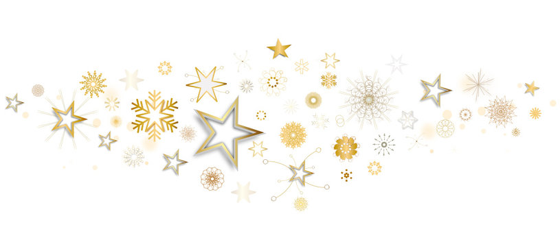 Stern Sterne Band Banner Gold Hintergrund Winter Weihnachten Schneeflocken 
