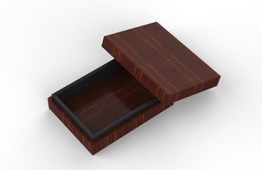 Elegant Wooden Box, Luxury Wooden Gift Set Box On Isolated White Background, Mock Up Template, Ready For Your Design, 3D Illustration