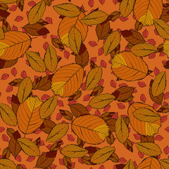 Fototapeta na wymiar Seamless vector pattern with red, orange and yellow autumn leaves.