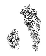 Bouquet of roses isolated on white . Floral design pattern. Vector illustration hand drawn.