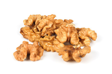 Walnuts kernel isolated on white background closeup.