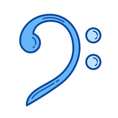 Bass clef vector line icon isolated on white background. Bass clef line icon for infographic, website or app. Blue icon designed on a grid system.