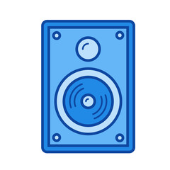 Audio speaker vector line icon isolated on white background. Audio speaker line icon for infographic, website or app. Blue icon designed on a grid system.
