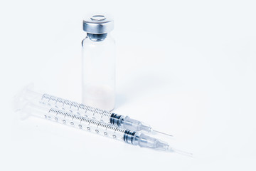 Syringe. Medical syringe on white background with antibiotic injections