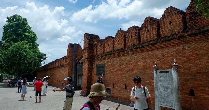 CHIANG MAI,THAILAND - 27 August, 2017 ,Thapae historic gate and many tourist walking around gate in Chiang Mai, on August, 27, 2017 in Chiang Mai province Thailand.