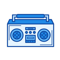 Vintage boombox vector line icon isolated on white background. Vintage boombox line icon for infographic, website or app. Blue icon designed on a grid system.