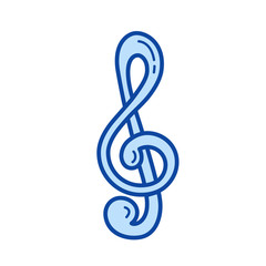 Treble clef vector line icon isolated on white background. Treble clef line icon for infographic, website or app. Blue icon designed on a grid system.