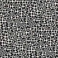 Fototapeta premium Seamless pattern with maze lines. Monochrome abstract background. Vector hand drawn labyrinth.