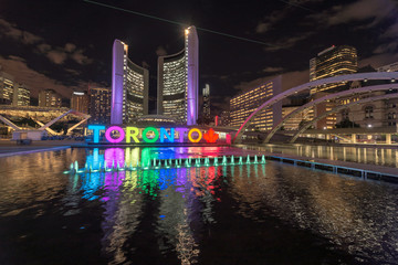 Toronto City Hall with colorful night in downtown Toronto, Ontario, Canada. © lucky-photo