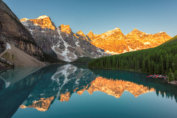 Sunrise at Lake Morraine in the Canadian Rockies, Banff National Park, AB.