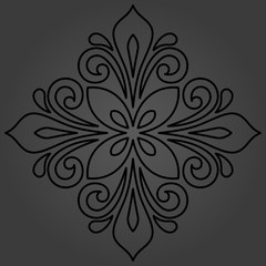 Oriental dark pattern with arabesques and floral elements. Traditional classic ornament. Vintage pattern with arabesques