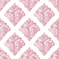 Seamless oriental pink ornament. Fine traditional oriental pattern with 3D elements, shadows and highlights