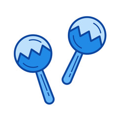 Maracas vector line icon isolated on white background. Maracas line icon for infographic, website or app. Blue icon designed on a grid system.