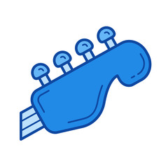 Guitar neck vector line icon isolated on white background. Guitar neck line icon for infographic, website or app. Blue icon designed on a grid system.