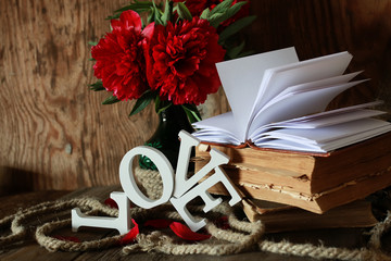 old book and word love