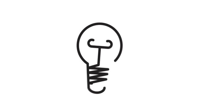 Animation of gestating yellow light bulb on white background