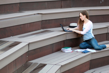 girl student study homework outdoor