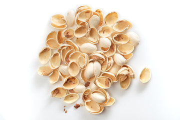 pistachio shells isolated on white background