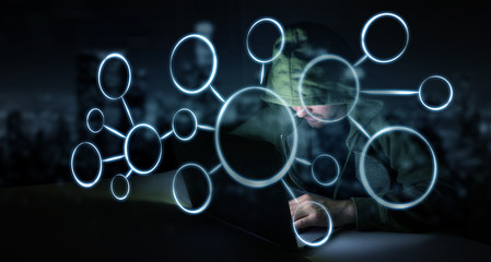 Hacker accessing to personal data information with a computer 3D rendering