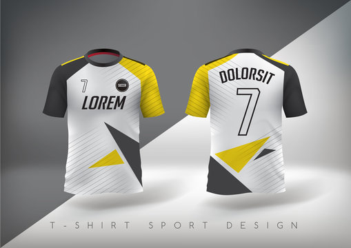 Soccer t-shirt design slim-fitting with round neck. Vector illustration
