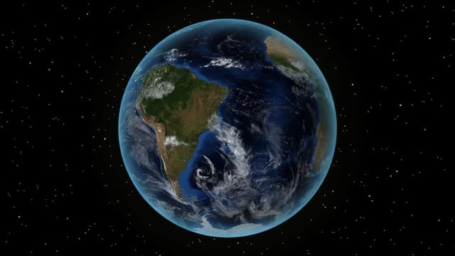 Argentina. 3D Earth in space - zoom in on Argentina outlined. Star sky background