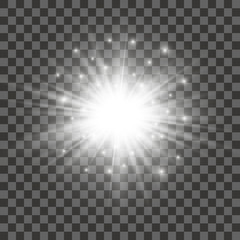 Glow light effect. Star burst with sparkles.Sun.