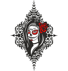 The girl in the mask Santa Muerto