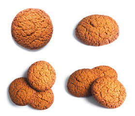 Set of oatmeal cookies isolated on a white background