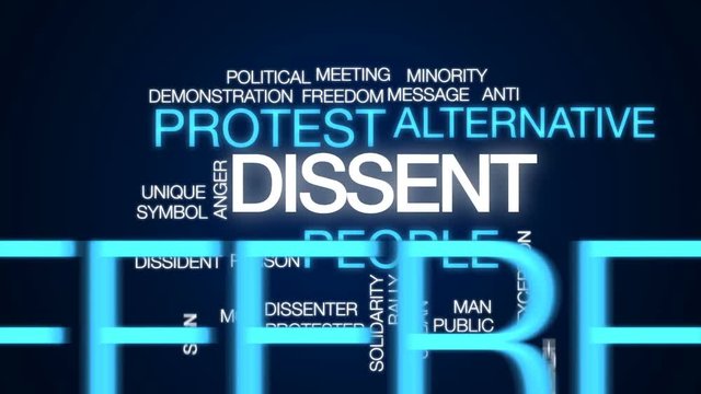 Dissent animated word cloud, text design animation.