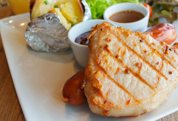 grilled pork and sausage