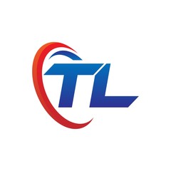 modern dynamic vector initial letters logo ta with circle swoosh red blue