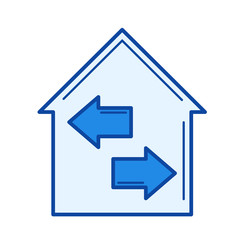 House insulation vector line icon isolated on white background. House insulation line icon for infographic, website or app. Blue icon designed on a grid system.